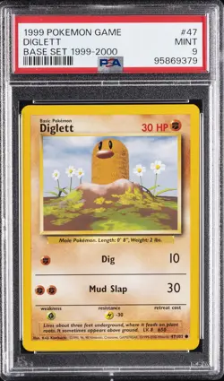 1999 POKEMON BASE SET 1999-2000 "4TH PRINT" #47 DIGLETT PSA 9 - Image 1