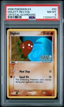 2006 POKEMON EX CRYSTAL GUARDIANS #50 DIGLETT-REVERSE FOIL PSA 8 - Image 1
