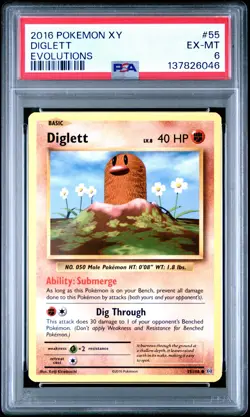 2016 POKEMON XY EVOLUTIONS #55 DIGLETT PSA 6 - Image 1