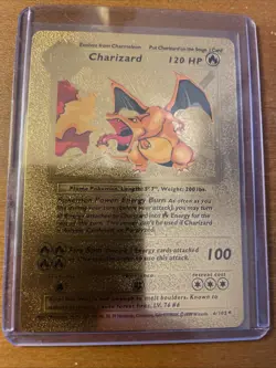 Pokemon Charizard Gold Foil Fan Art Textured Card 1999 #4/102 HP120 - Image 1
