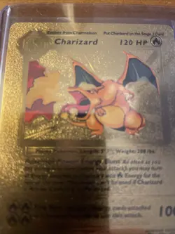 Pokemon Charizard Gold Foil Fan Art Textured Card 1999 #4/102 HP120 - Image 3