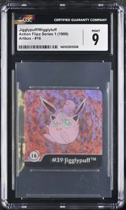CGC 9 Jigglypuff/Wigglytuff Pokemon Actions Flipz Series 1 (1999) Artbox 16 - Image 1