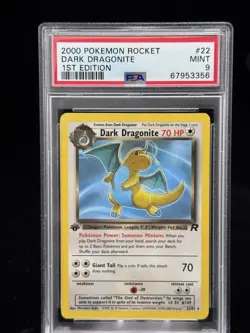 Dark Dragonite #22 Non-Holo 1st Edition Team Rocket 2000 Pokemon PSA 9 🐉 - Image 1