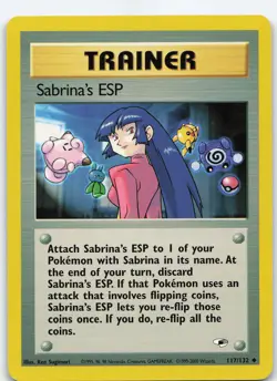 Sabrina's ESP 117/132 Uncommon Unlimited Gym Heroes LP Pokemon - Image 1