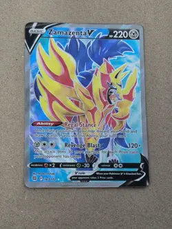 Zamazenta V (Full Art) 163/172 SWSH09: Brilliant Stars NM Pokemon Card TCG - Image 1
