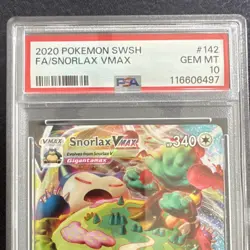 Pokemon Snorlax VMAX Full Art Ultra Rare Holo Sword & Shield 142/202 PSA 10 - Image 2