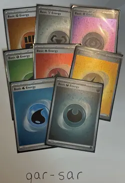 Pokemon 151 Basic Energy Cosmo Holo Full Set Of (8) SVE 001-008 - Image 1