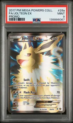 2017 POKEMON MEGA POWERS COLL PROMO #28A FULL ART JOLTEON EX PSA MINT 9 - Image 1