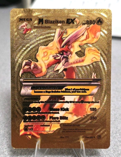 Pokemon Mega Blaziken EX 880hp Gold Foil Fan Art Collector Card TCG - Image 1