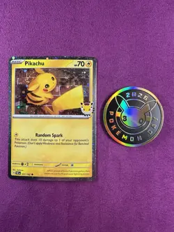 Pikachu (Pokemon Day 2026 Promo Card) 051/162 Holo + Coin NM - Image 1