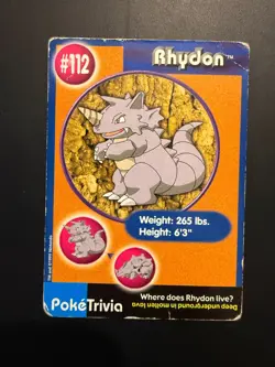 RHYDON - Burger King Exclusive Mewtwo Strikes Back PokeTrivia 1999 Pokemon - Image 1