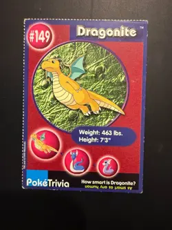DRAGONITE - Burger King Exclusive Mewtwo Strikes Back PokeTrivia 1999 Pokemon - Image 1