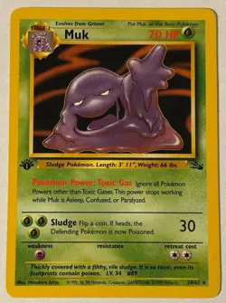 Pokemon 1st Edition Fossil Muk NM/M 28/62 Non-Holo Rare CCG Unplayed - Image 1