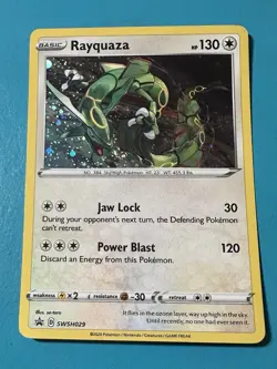 2020 Pokemon Rayquaza Sworld & Shield Black Star Promo Cosmos Holo SWSH029 LP - Image 1