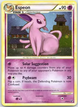 Espeon 2/90 - Heartgold & Soulsilver Undaunted 2010 Pokemon - Swirl Holo LP - Image 1