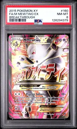 Pokemon TCG Mega Mewtwo EX 160/162 Full Art XY Breakthrough PSA 8 - Image 1