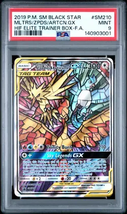 2019 POKEMON SM BLACK STAR PROMO FULL ART/MOLTRES & ZAPDOS & ARTICUNO GX PSA 9 - Image 1