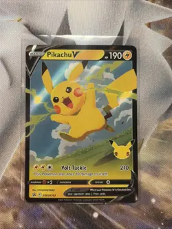Pikachu V SWSH143 Celebrations Pokemon Card Black Star Promo - Image 1