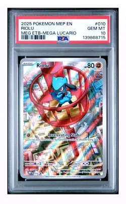 Pokemon TCG Riolu 010 Mega Evolution ETB Promo Card PSA 10 - Image 1