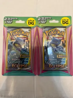 POKEMON TCG COSMIC ECLIPSE DOLLAR GENERAL MINI BLISTER 2 PACK SEALED LOT OF 2! - Image 1