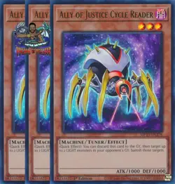 Yugioh! 3x Ally of Justice Cycle Reader MP25-EN278 Ultra Rare 1st Ed NM - Image 1