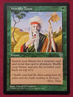 Magic The Gathering MIRAGE WORLDLY TUTOR green card MTG - Image 1