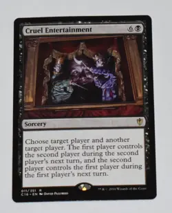 CRUEL ENTERTAINMENT Black Rare COMMANDER 2016 Sorcery MAGIC GATHERING CARD - Image 1