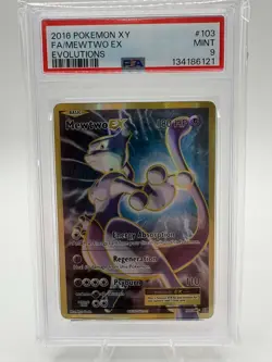 2016 POKEMON XY EVOLUTIONS #103 FULL ART/MEWTWO EX PSA 9 - Image 1