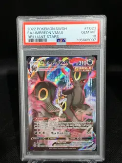 2022 POKEMON SWORD & SHIELD BRILLIANT STARS #TG23 FULL ART/UMBREON VMAX PSA 10 - Image 1