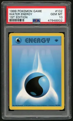 1999 Pokemon 1st Edition Water Energy #102 PSA 10 GEM MINT Base Set WOTC - Image 1