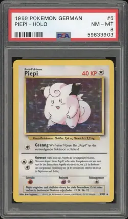 1999 Pokemon GERMAN Unlimited Base Set Piepi-Clefairy Holo 5/102 PSA 8 NM-MT - Image 1