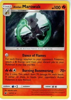Pokemon TCG Alolan Marowak 12/111 Sm-Crimson Invasion Holo Rare - Image 1