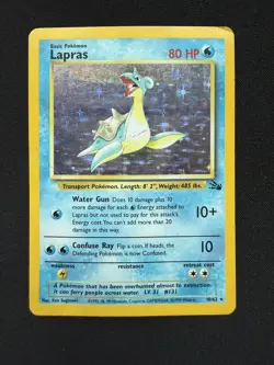 Lapras 10/62- Fossil Unlimited Pokemon Card Holo Rare - DMG - Image 1