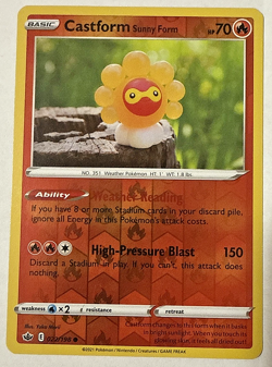 Chilling Reign - Reverse Holo - Castform Sunny Form 022/198 Common Pokemon TCG - Image 1