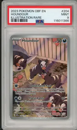2023 Pokemon OBF EN Houndour Illustration Rare #204 PSA 9 - Image 1
