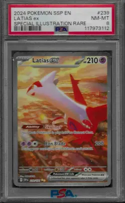 2024 POKEMON SSP EN-SURGING SPARKS SPECIAL ILLUSTRATION RARE LATIAS 239 EX PSA 8 - Image 1