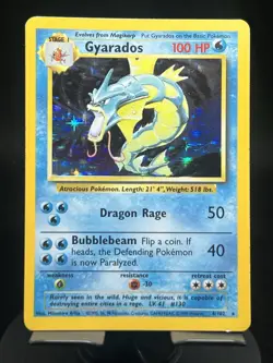 Pokemon TCG Gyarados 6/102 Base Set Unlimited Holo Rare MP - Image 1