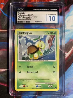 Turtwig 17/17 Pokemon 2007 Pop Series 6 Cosmos Holo CGC 10 - Image 1