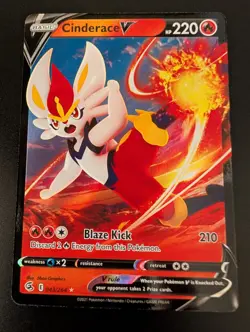 Cinderace V 043/264 Pokemon SWSH Fusion Strike Card NM+ - Image 1