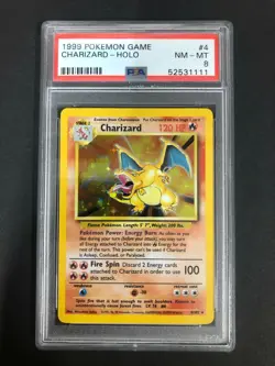 1999 Pokemon Game Charizard Holo PSA 8 Mint 4/102 Base Set Card Unlimited 4 Rare - Image 1
