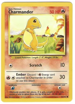 Charmander x1 8/10 LP+ Pokemon TCG Base Set BSC046-04 - Image 1