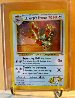 Pokemon TCG Lt. Surge's Fearow Gym Heroes 1st Edition Holo Rare Swirl #7/132 LP - Image 1