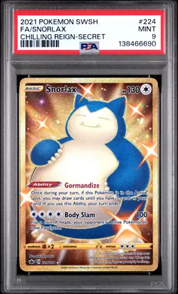 2021 POKEMON SWORD & SHIELD CHILLING REIGN SECRET #224 FULL ART/SNORLAX PSA 9 - Image 1