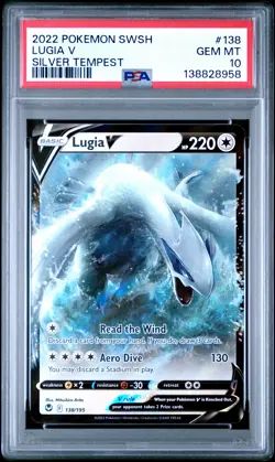 2022 POKEMON SWORD & SHIELD SILVER TEMPEST #138 LUGIA V PSA 10 - Image 1