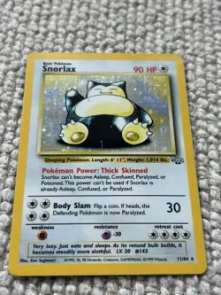 Pokemon TCG Snorlax 11/64 Jungle Set Holo Vintage 1999 WOTC LP visible scratch - Image 3