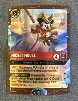 Disney Lorcana TCG Azurite Sea Mickey Mouse Pirate Captain 13/P3 Open Not Used - Image 1