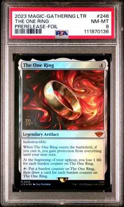 2023 MTG Magic TALES OF MIDDLE-EARTH PRERELEASE-FOIL #246 THE ONE RING PSA 8 - Image 1