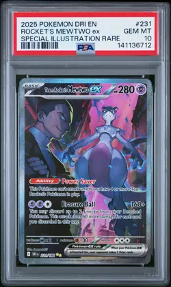 2025 POKEMON DRI EN-DESTINED RIVALS #231 TEAM ROCKET'S MEWTWO EX PSA 10 - Image 1