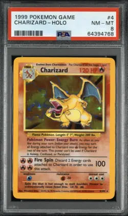 1999 Pokemon Base Set Unlimited Charizard Holo Rare 4/102 PSA 8 - Image 1