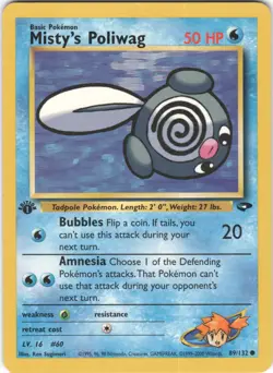 Misty's Poliwag 89/132 Common Gym Challenge Pokemon LP - Image 1